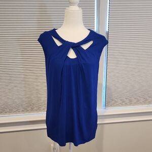 INC International Concepts Royal Blue Keyhole Blouse